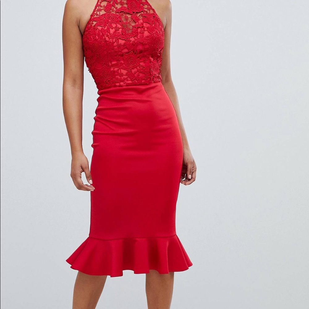 Red Lace Bodycon Dress